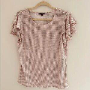 Ruffled Sleeve Polka Dot Top - Blush Pink